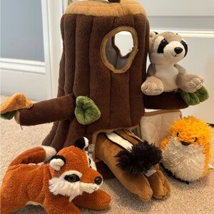 Unipak Special Plush Forest Animal Playset Tree Carrier Fox Skunk Raccoon Chick